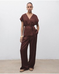 M.N.G - Straight-Leg Crinkled-Effect Trousers