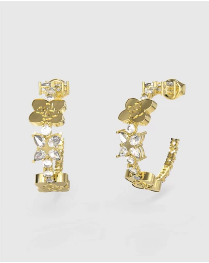 GUESS - Gold-Tone Wild Flower Hoop Earrings