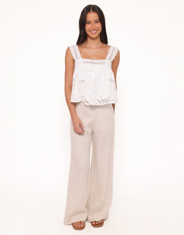Petal & Pup - Aideen Eyelet Top - White Shell