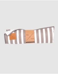 Mog & Bone - Fleece Dog Pet Blanket - Latte Hamptons Stripe Print