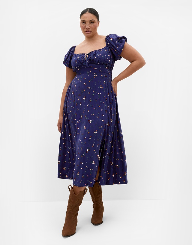 City Chic - Plus size Abbie Short Sleeve Ditsy Print Maxi Dress - navy