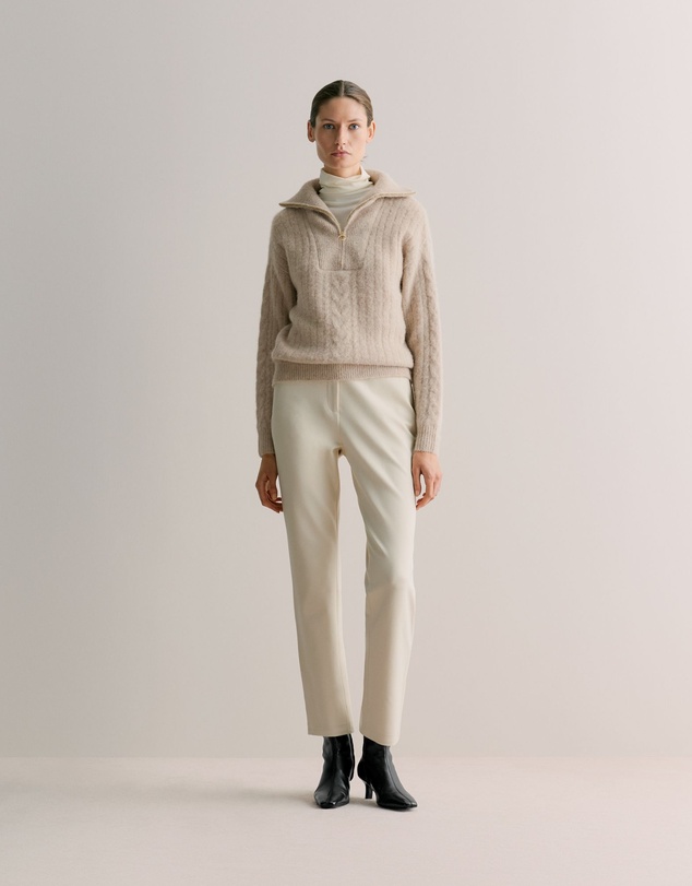 Trenery - Alpaca Merino Blend Half Zip in Stone