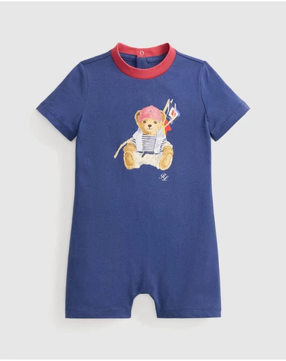 Polo Ralph Lauren - Polo Bear Cotton Jersey Shortall - Babies