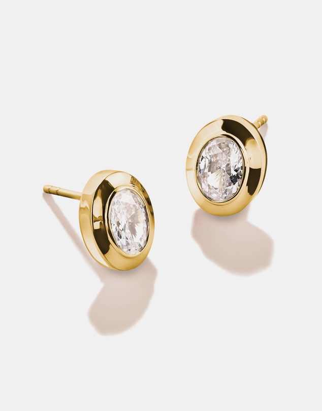 THOMAS SABO - THOMAS SABO Oval Stud Earrings with Zirconia Stones Gold