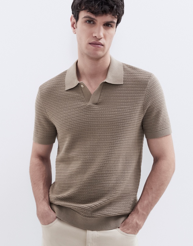 UNISON - Pointelle Stitch Knit Polo