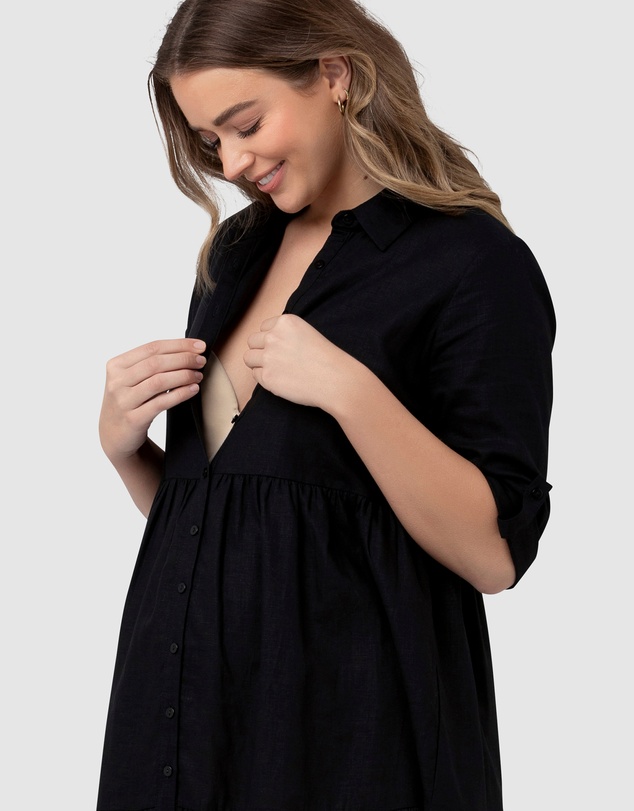 Ripe Maternity - Adel Linen Button Through Dress