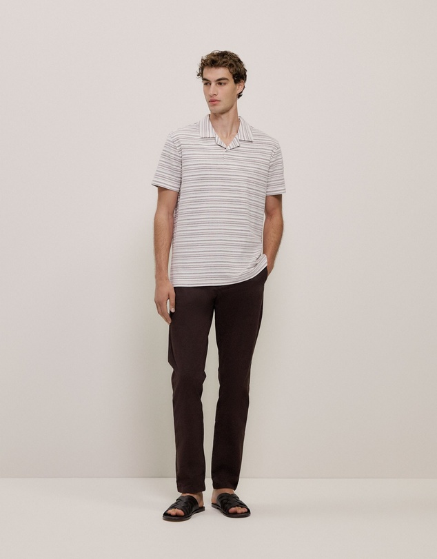 Trenery - Jacquard Stripe Polo in White