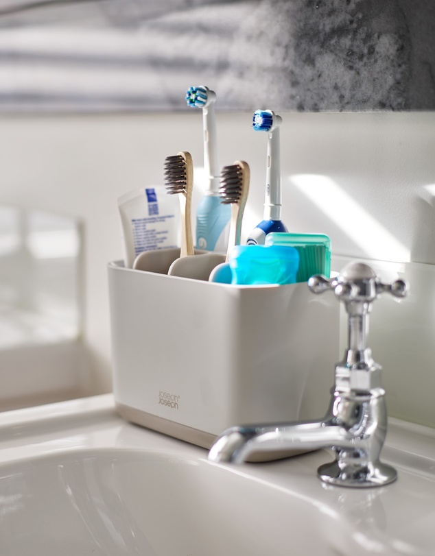 Joseph Joseph - EasyStore™ Large Toothbrush Caddy with Matt Finish (Ecru)