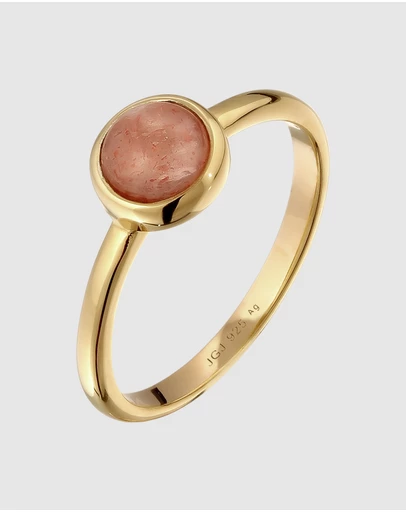 Elli Jewelry - Ring Feldspar 925 Sterling Silver Gold-Plated