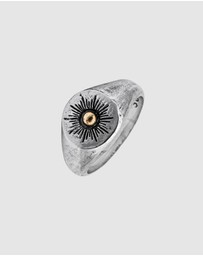 Haze & Glory - ICONIC EXCLUSIVE - Ring Men Signet Sun Lover Hammered in 925 Sterling Silver