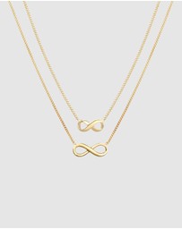 Elli Jewelry - Necklace Set Couple Infinity Minimalist 925 Sterling Silver Gold Pated