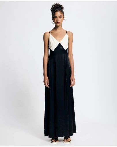Lover - Margot Contrast Satin Maxi Dress
