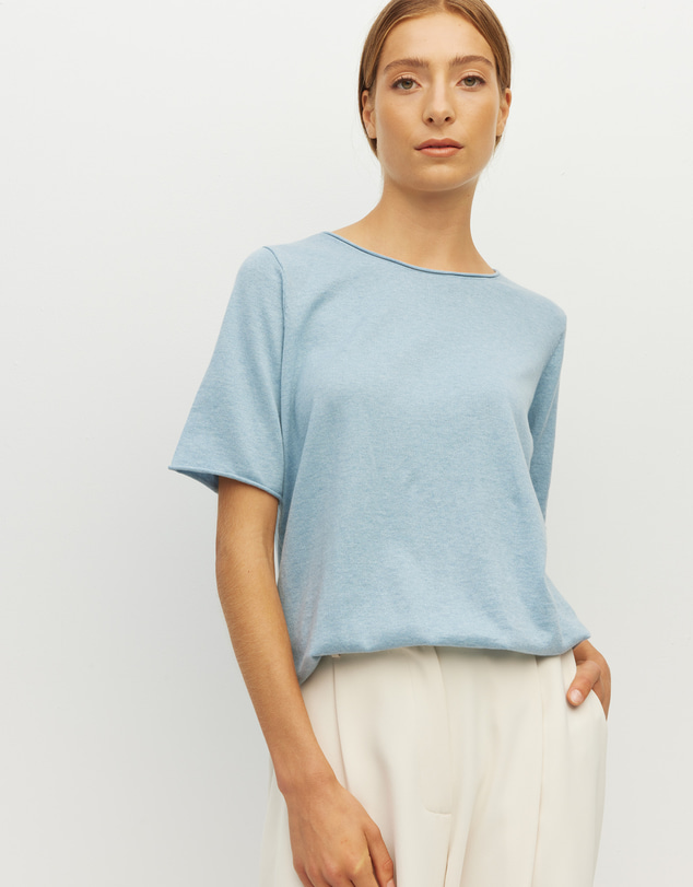 JH Lounge - JHL Crew T (Fine Cotton Cashmere) Mineral Marle
