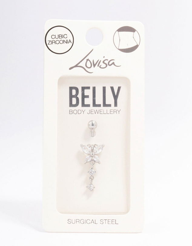 Lovisa - Surgical Steel Butterfly Double Drop Belly Piercing