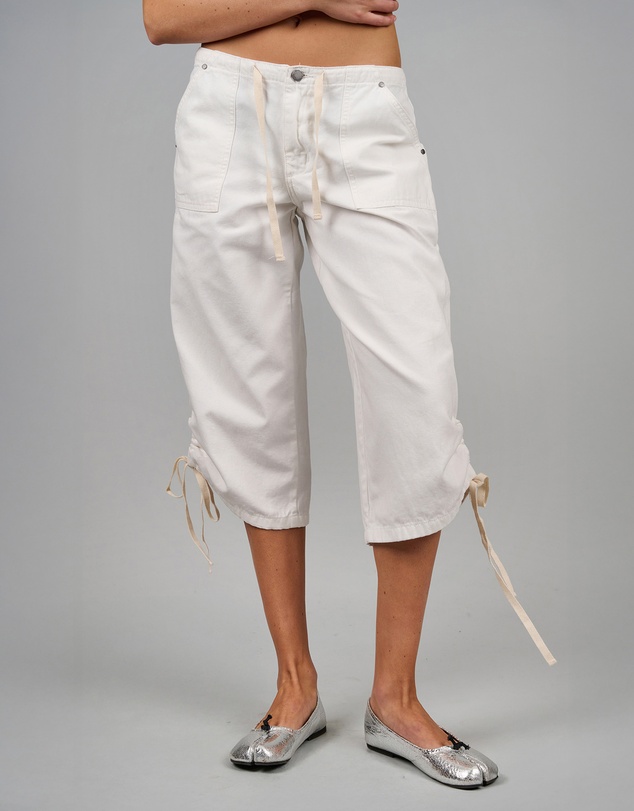 Love and Nostalgia - Big Bully Capri Drawstring Pant - White