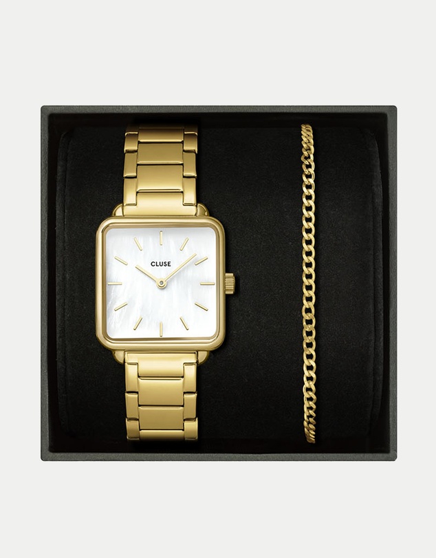 Cluse - La Tetragone Gold Watch & Bracelet Gift Set