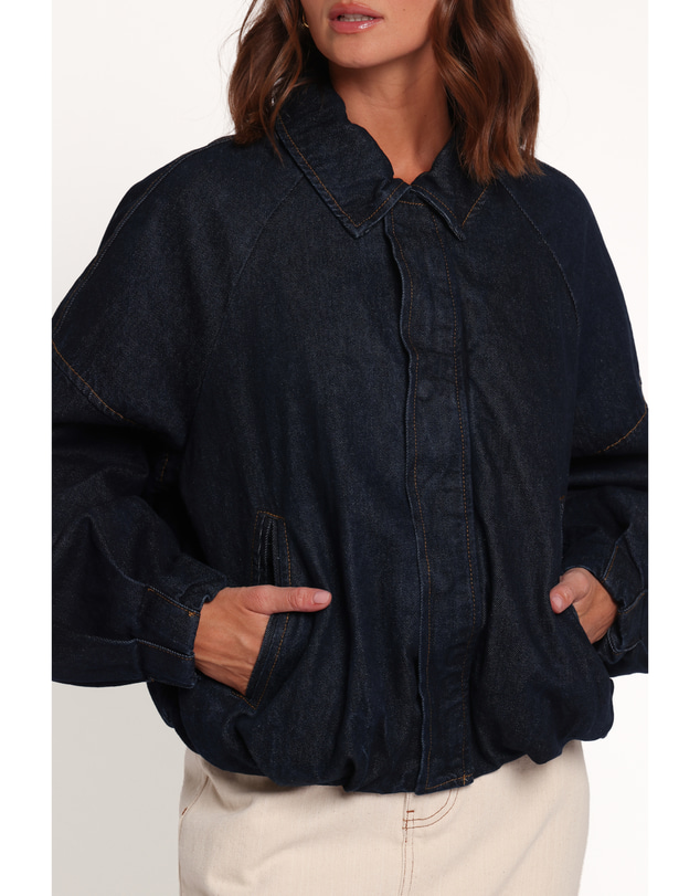 Petal & Pup - Janet Bomber Jacket - Dark Denim Wash