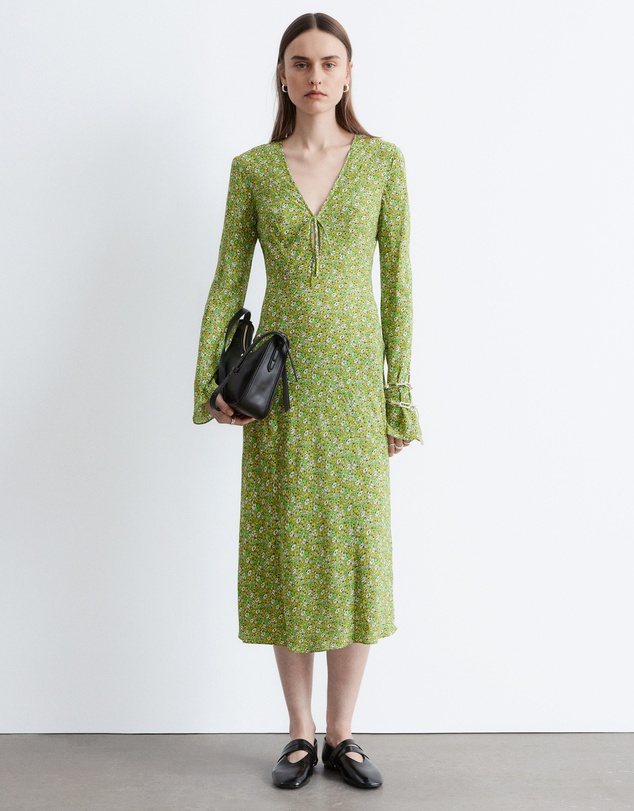 & Other Stories - Floral V-Neck Midi Dress