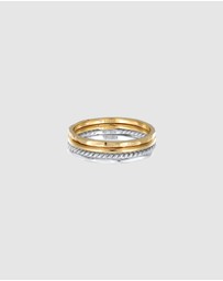 Elli Jewelry - Ring Set Elegant Bicolor 925 Sterling Silver