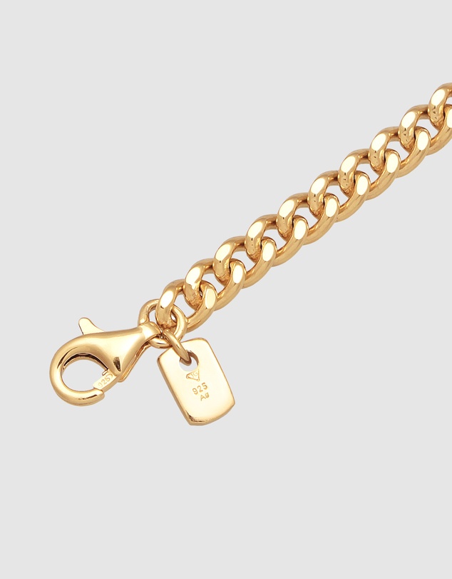 Kuzzoi - ICONIC EXCLUSIVE - Curb Chain Bracelet with Smiling Charm in Gold-Plated 925 Sterling Silver