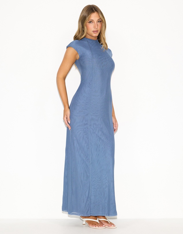Dazie - Premiere Mesh Cap Sleeve Maxi Dress
