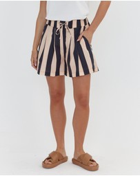 ALEXANDRA - Raz Shorts Navy & Peach Stripe