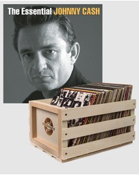 Sony Music - Crosley Record Storage Crate Johnny Cash The Essential Johnny Cash Vinyl Album Bundle