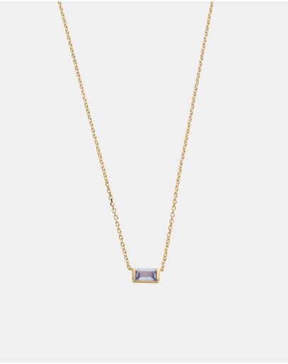 Kirstin Ash - Baguette Birthstone Necklace December Tanzanite