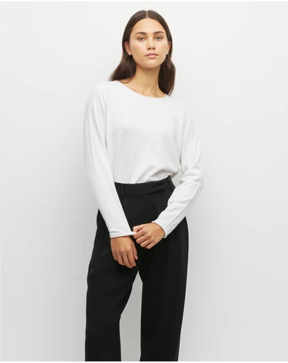 JH Lounge - JHL Crew L/S T (Fine Cotton Cashmere) White