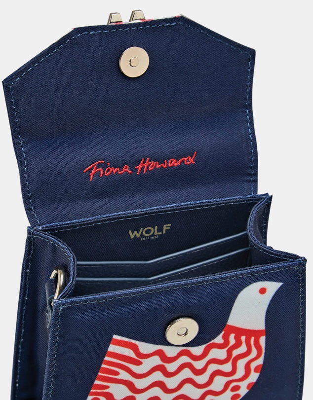 Wolf - Wolf Evie Collection Small Bag with Navy Bird Print