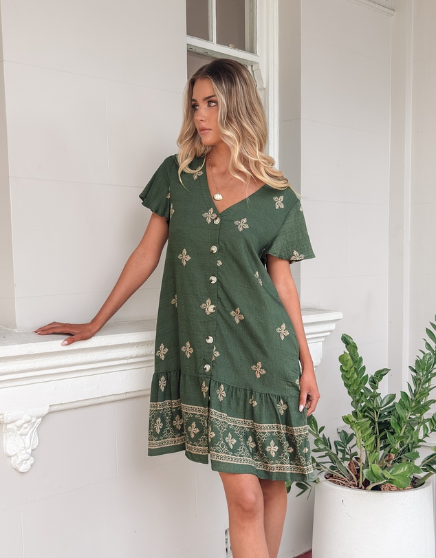 Esther & Co - Kalea Dress - Khaki Print