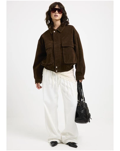 Alice In The Eve - Jen Suede Oversized Patch Pocket Jacket