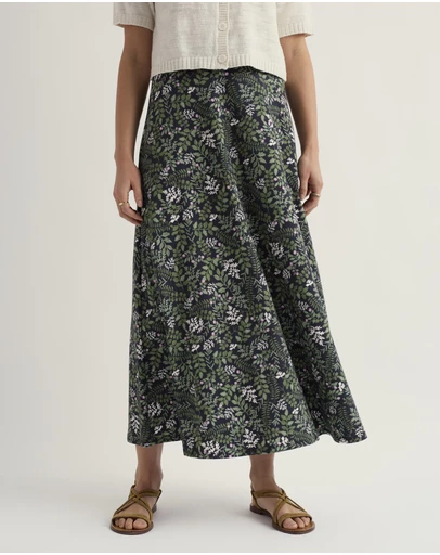 Seasalt - Seasalt Cornwall Green Rose A-Line Skirt