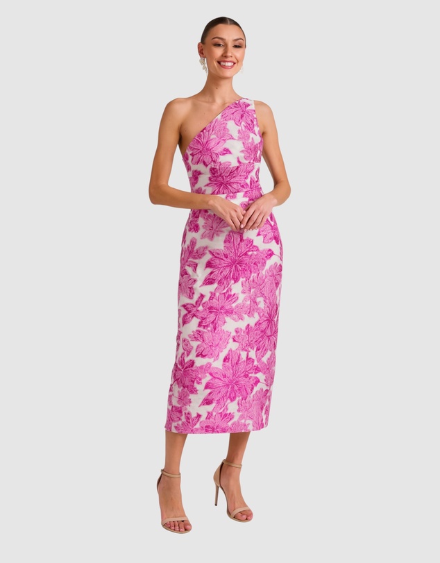 Romance by Honey and Beau - Seanna One Shoulder Midi Dress