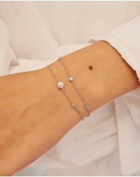 Ania Haie - Silver Shell Pearl & Bezel-Set Sparkle Bracelet