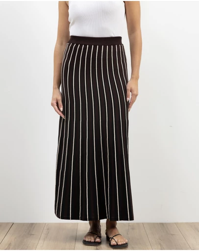 Atmos&Here - Mary Knitted Stripe Midi Skirt