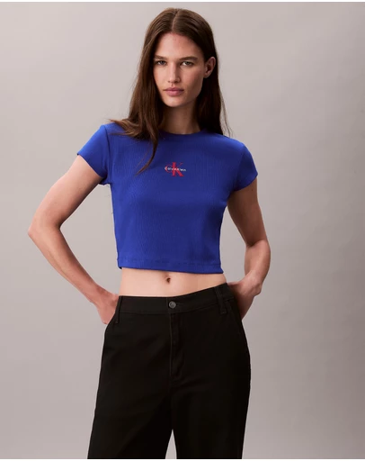 Calvin Klein Jeans - Monogram Logo Ribbed Baby Tee