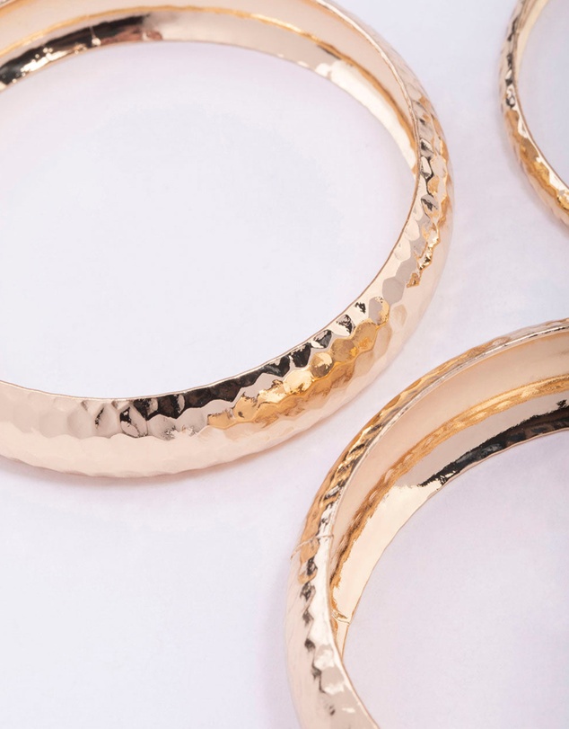 Lovisa - Gold Mixed Molten Gold Bangle 3-Pack