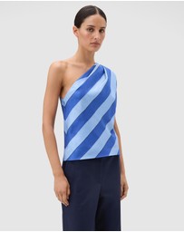 Oroton - Slub Silk Stripe Top