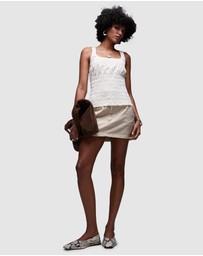 TOPSHOP - Shirred Poplin Sleeveless Top
