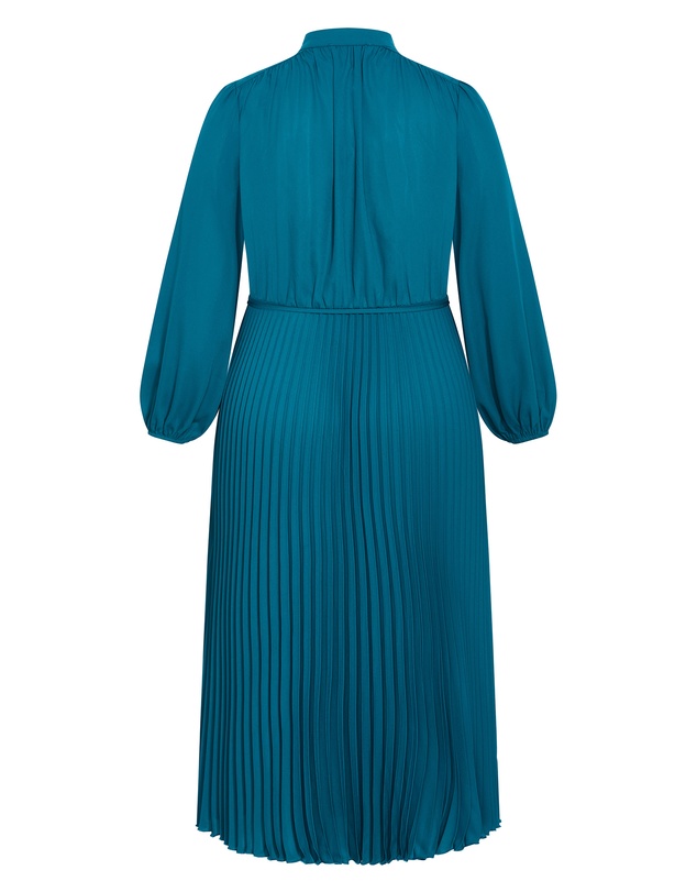 City Chic - Plus size Halle Long Sleeve Pleat Dress - jade