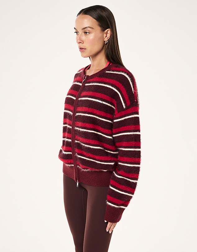 P.E Nation - Sable Stripe Knit Bomber Jacket