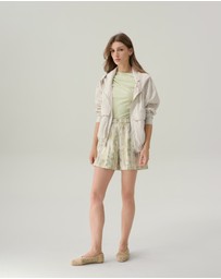 IDA+S - Riley Agave Green High Waisted Shorts