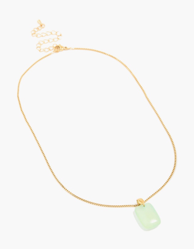 Lovisa - Waterproof Gold Plated Stainless Steel Mint Green Semi Precious Stone Pendant Necklace