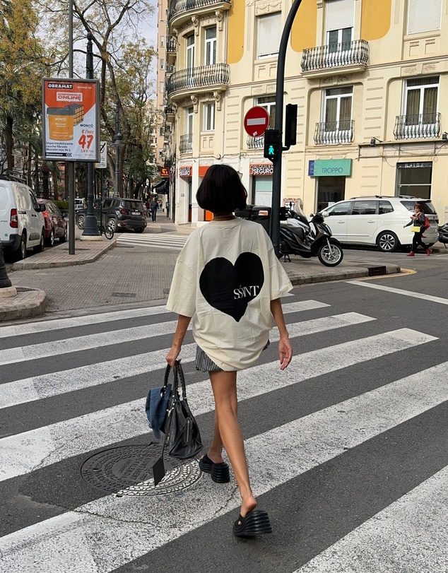 SSAINT - Heart Tee Cream & Black