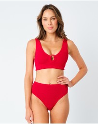 UNE PIECE - Crinkle Cut V-Neck Bralette Bikini Top with Ring