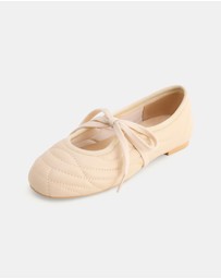 JW PEI - Erika Topstitching Lace-up Ballet Flats