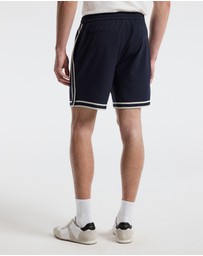 Calibre - Stripe Trim Textured Shorts Navy