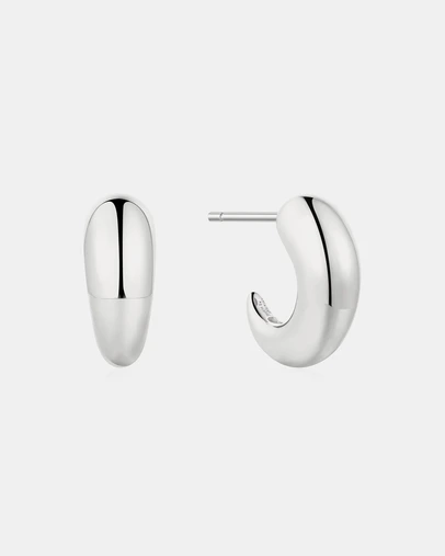 Ania Haie - Silver Dome Stud Hoop Earrings