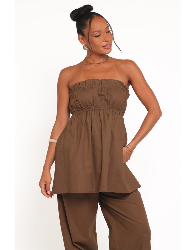 Petal & Pup - Ember Strapless Tunic Top - Brown